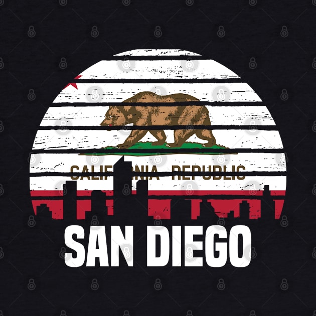 San Diego California CA Group City Silhouette Flag by jkshirts